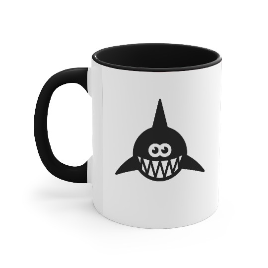 Fish Showing Teeth (Shark, Predator, Carnivore 1C) Accent Mugs