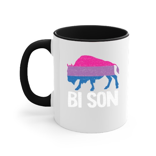 Bi Son Lgbbt Flag Bisexual Bison Funny Bi Pride Accent Mugs