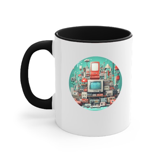 Retro Gaming Magic: Unleash the 8-Bit Nostalgia! Accent Mugs