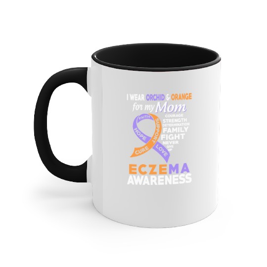 I Wear Orchid Orange For My Mom Eczema Awareness Accent Mugs