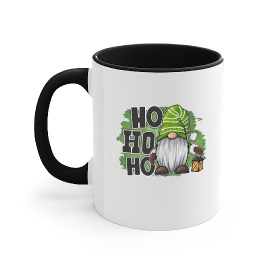 Ho Ho Ho Green Gnome Christmas Xmas Holiday Santa Accent Mugs