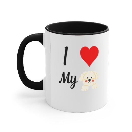 I love my dog ,dogs lover , Heart , cute dog Accent Mugs