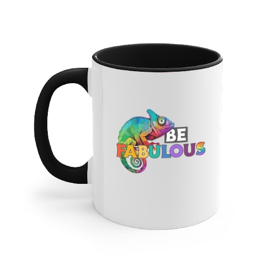 Be fabulous! with rainbow colored chameleon Accent Mugs