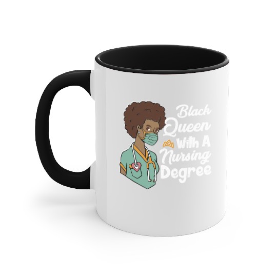 Black Queen With A Nursing Degree Accent Mugs