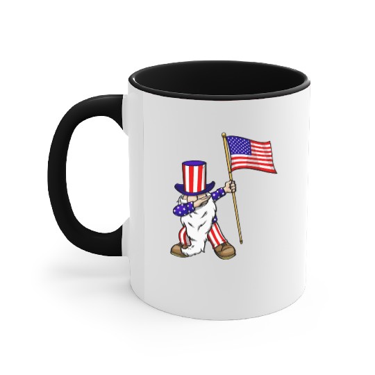 4th of July Gnome Dab Accent Mugs