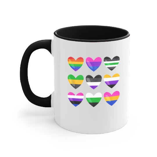 Lesbian And Gay Flag LGBTQ LGBT Rainbow Heart Accent Mugs