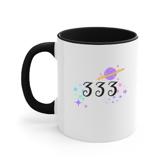 Angel Numbers 333 Purple Saturn with Stars Accent Mugs