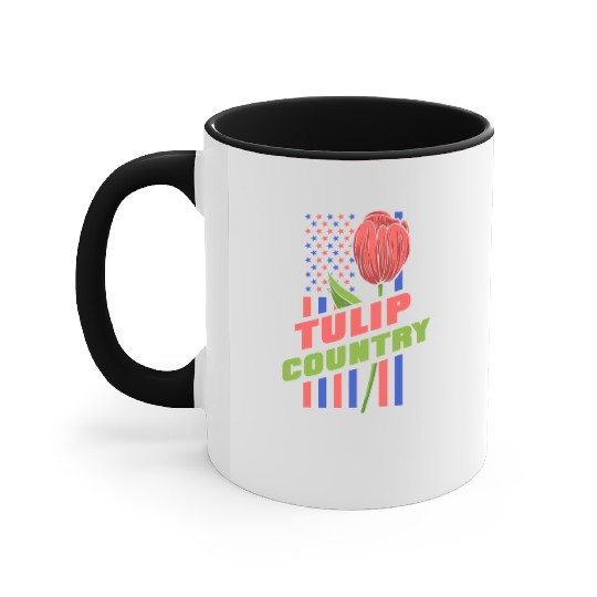 Tulip Gardening Us Flag Tulips Accent Mugs
