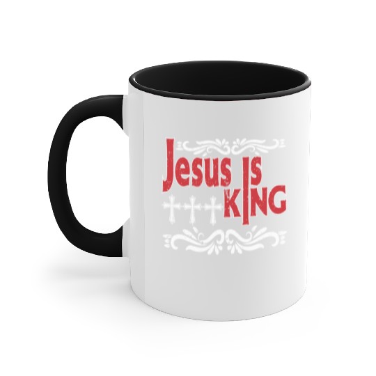 Jesus Is King Love Jesus Christian Christmas Accent Mugs