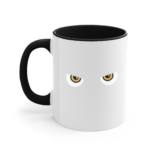 Black Cat Yellow Eyes | Halloween Cat Lovers Gift Accent Mugs