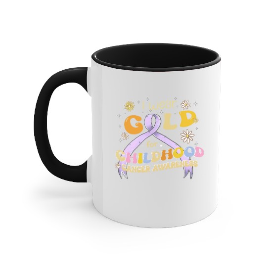 I Wear Gold For Childhood Cancer Awareness Accent Mugs