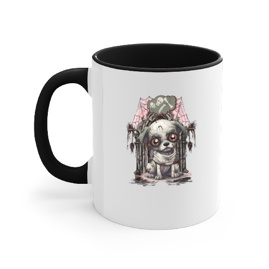 HalloweeChihuahua Mummy Dreaming of Skeleton Bones Accent Mugs