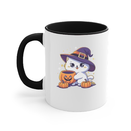 Cute Cat Halloween 3 Accent Mugs
