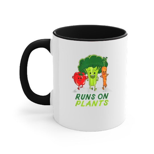 runs on plants vegan vegetarian runner broccoli gi Accent Mugs