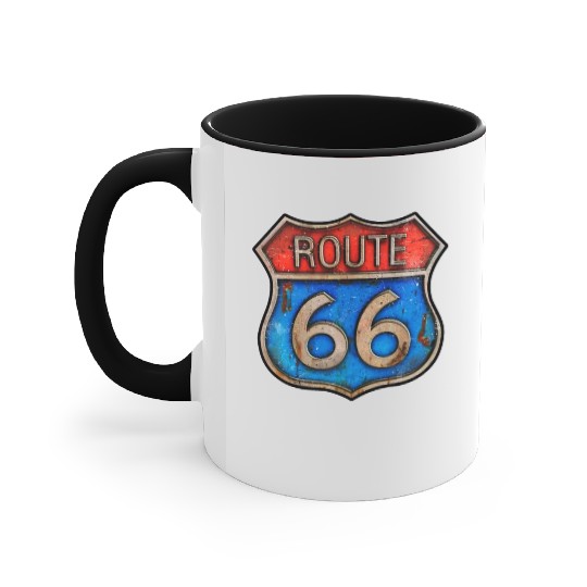 Route 66 vintage sign - Rusty metal Accent Mugs