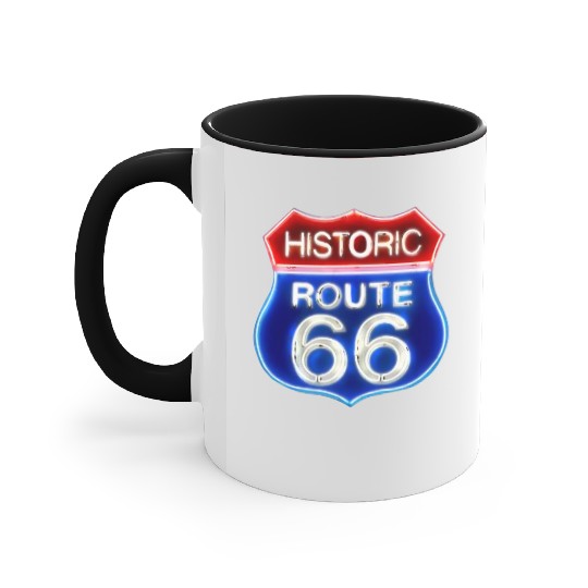 Route 66 neon sign Accent Mugs