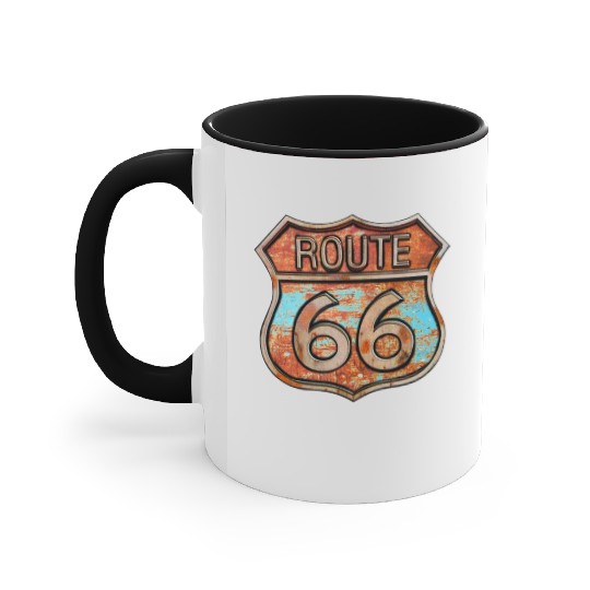 Route 66 vintage sign - Rusty metal sign Accent Mugs