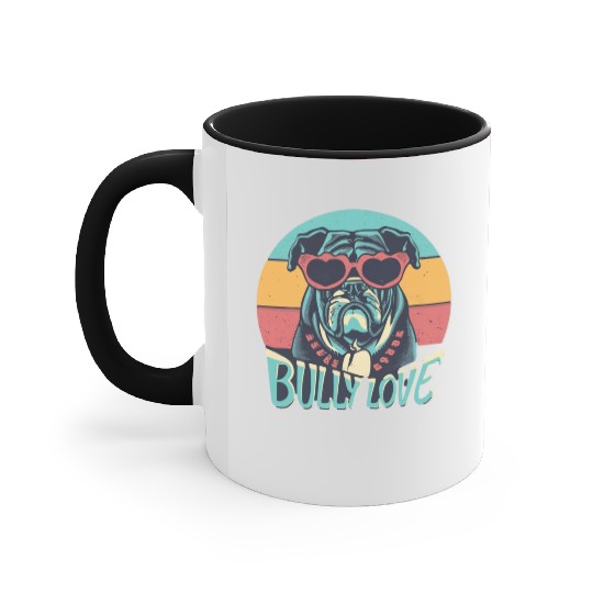 Dog Love Bully Retro Accent Mugs Dog owner Bully lover