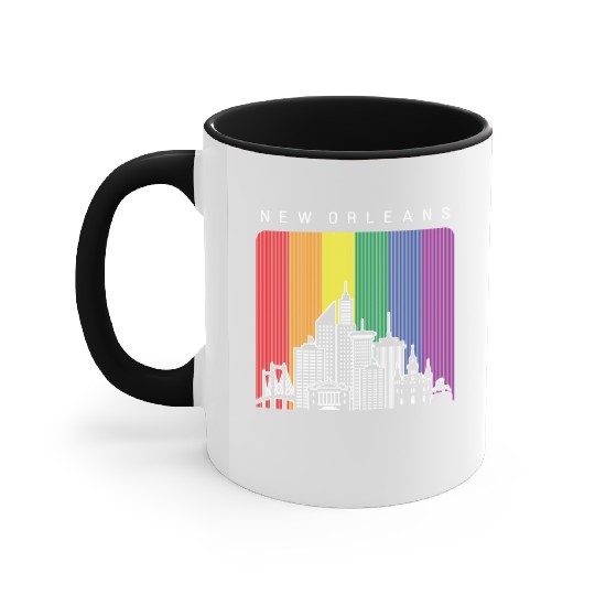New Orleans Louisiana Rainbow Flag LGBT Pride Accent Mugs