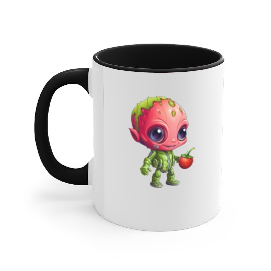 Strawberry Alien: Green & Red in Harmony Accent Mugs