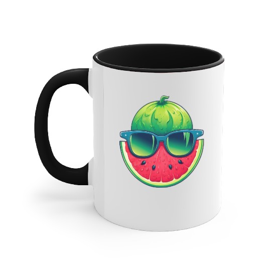 Summery Kawaii Design with Watermelon and Accent Mugs