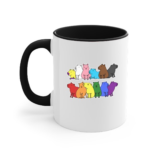 Pride Progress Flag Capybara Design for Equality Accent Mugs