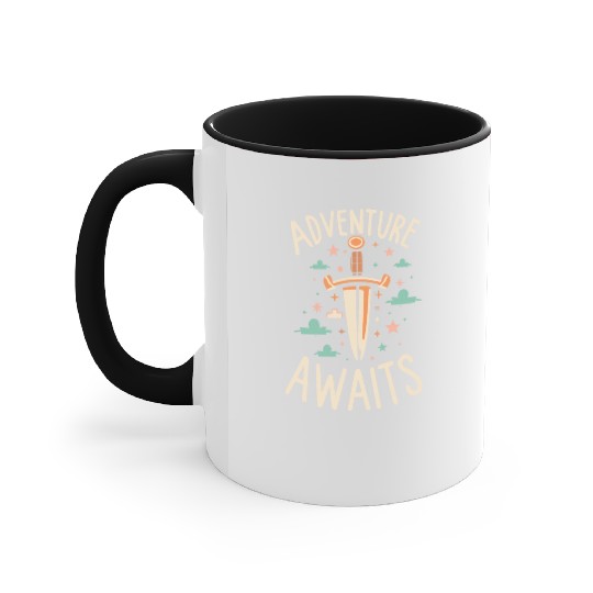 Adventure awaits Sword Camping Adventure Accent Mugs