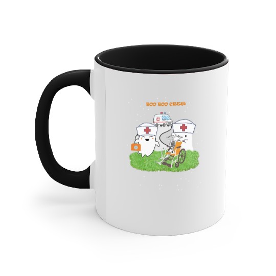 Funny Halloween Boo Boo Crew Ghost Nurse Accent Mugs