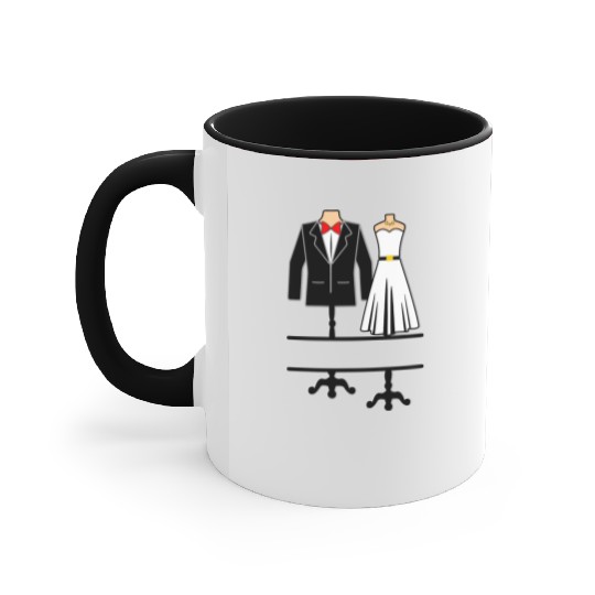 Clothing for bride and groom Accent Mugs