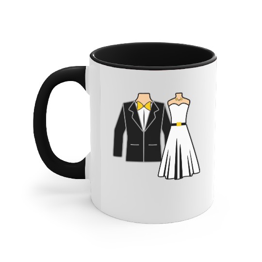 Wedding clothes bride groom Accent Mugs