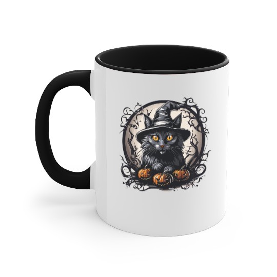 Witch Black Cat Gaze Accent Mugs