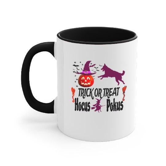 Pumpkin Halloween Trick or Treat Hocus Pocus Dog Accent Mugs