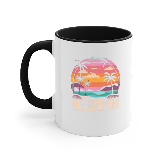 Tranquil beach at sunset West Coast Vibes Accent Mugs