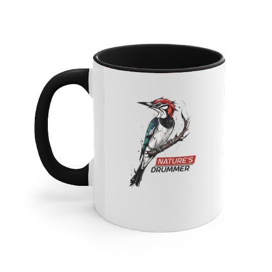 Nature's Drummer: Woodpecker Accent Mugs