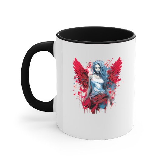 Woman with Angel Wings Angel Esoteric Wings Accent Mugs