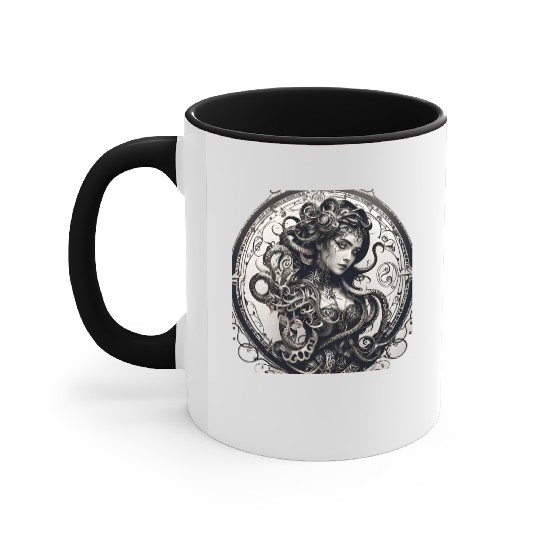 T Tattoo black lines an octopus wrapped Accent Mugs