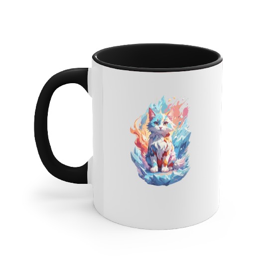 Cute Crystal Fantasy Cat Design Accent Mugs