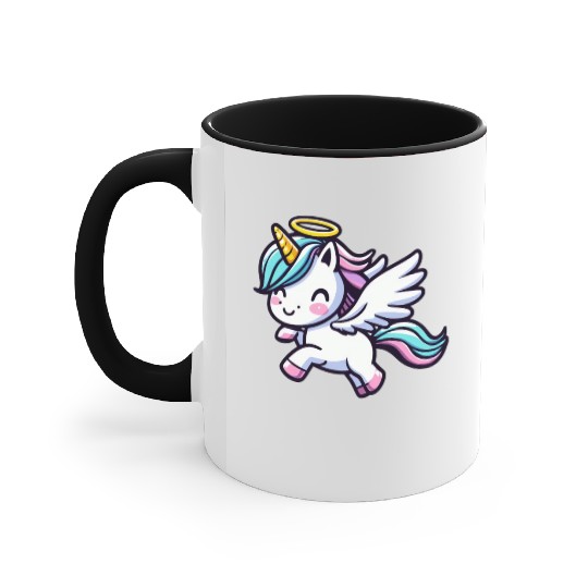 Heavenly Unicorn: Sweet Magic with Angel Wings Accent Mugs