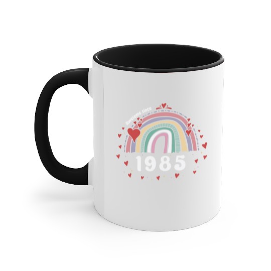 Cute Rainbow Awesome 1985 - 38th Birthday w/ Accent Mugs