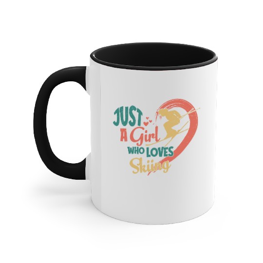 Just A Girl Who Loves Skiing Wintersport Ski Accent Mugs