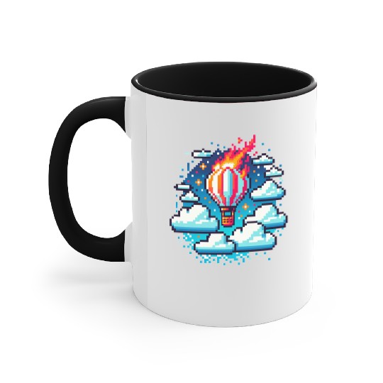 Pixel Skies Adventure: Hot Air Balloon Soar Accent Mugs