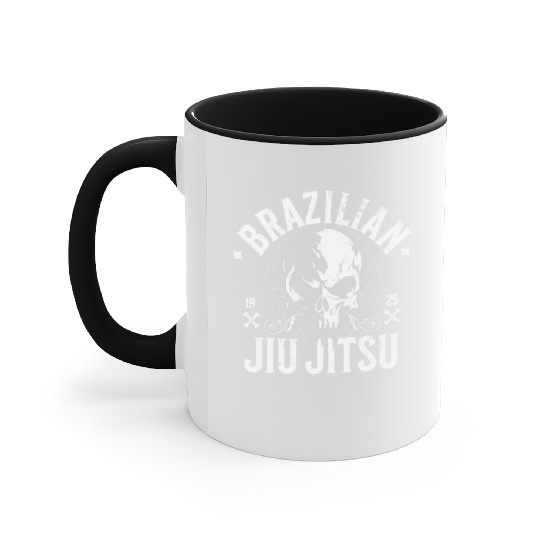 Brazilian Jiu Jitsu BJJ MMA Fighter Skull Design Accent Mugs