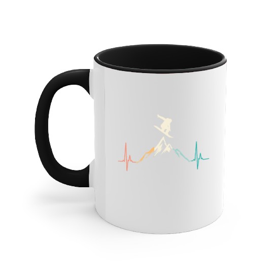 Snowboarding Heartbeat Snowboarder Accent Mugs