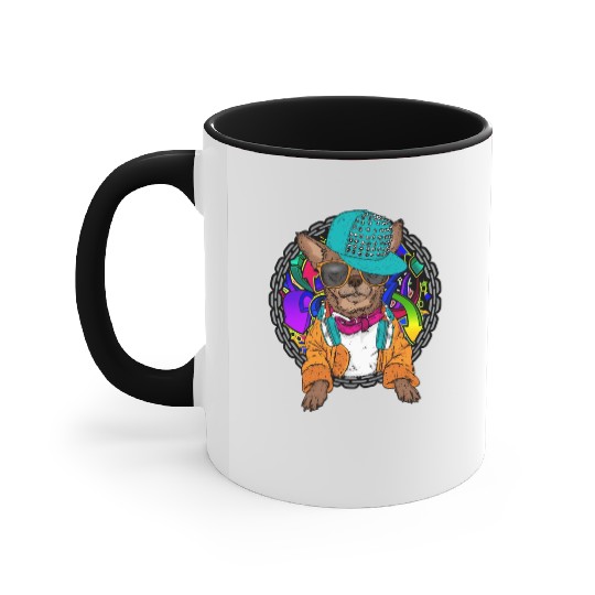 Street Dog Chihuahua Graffiti With Chain Dog Accent Mugs