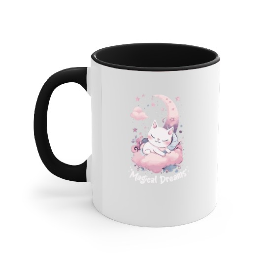 Magical Dreams Sleeping Cat Unicorns Pastel Moon S Accent Mugs