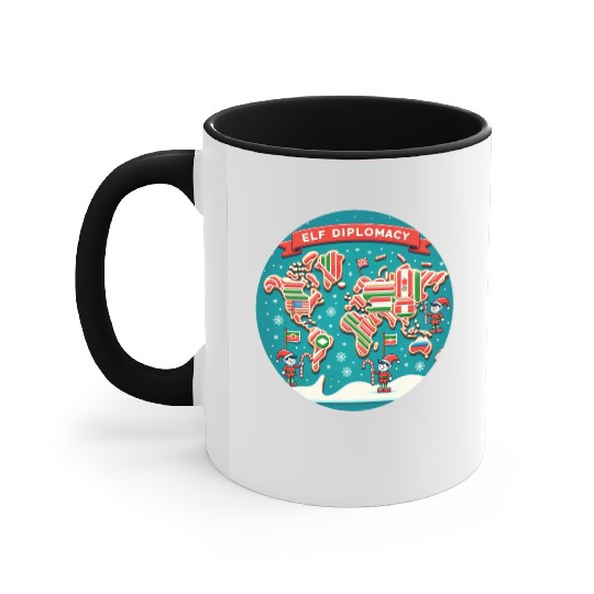 Elf Diplomacy - World Map of Sweet Connections Accent Mugs
