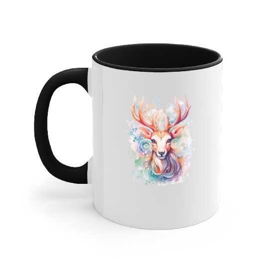 Colorful Reindeer Fantasy: Studio Ghibli Style Accent Mugs