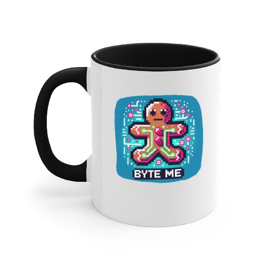 Neon Cyberpunk Gingerbread - "Byte Me" Christmas Accent Mugs