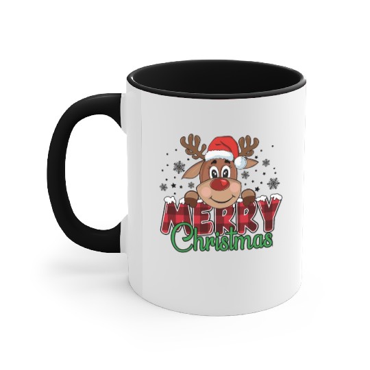 Cute Reindeer Merry Christmas Accent Mugs