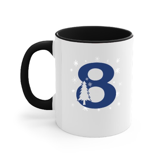 8th Winter Birthday Party - Christmas Number Eight Accent Mugs